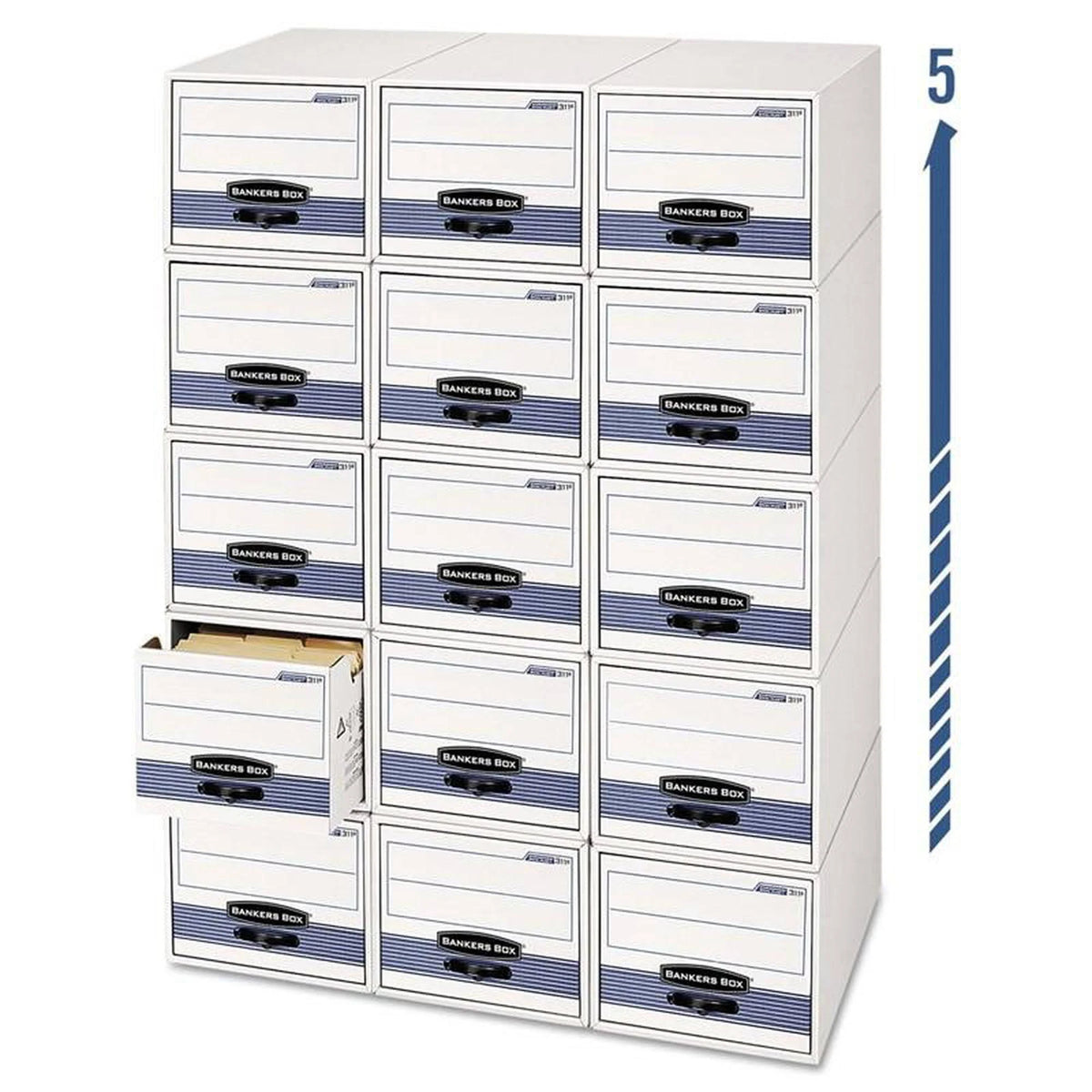 Bankers Box Stor/Drawer Steel Plus Storage Box Letter White/Blue 6/Carton