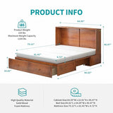 BALUS Murphy Bed Cabinet,Queen Murphy Bed with Tri-fold Mattress & USB Charging Station,Modern Wall Chest Beds with Folding Night Stand Trays and Storage Drawers for Bedroom Living Room,Grey-Blue